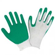 13 Gauge Nylon Knitted Latex Gloves, white Glove/ Green Palm