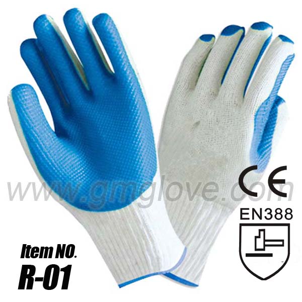 blue rubber coated work gloves, Heavy Duty