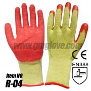 Red Natural Latex Palm & Thumb Dipped Hand Gloves, Cotton String