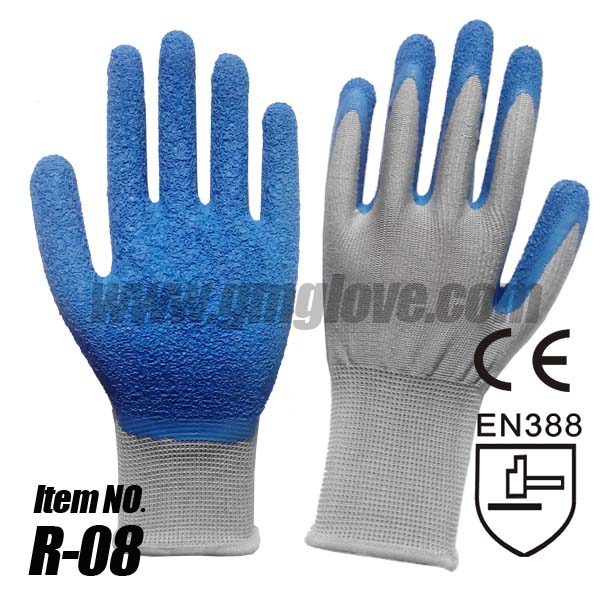 Polyester Seamless Garden Gloves Coated With Natural Latex