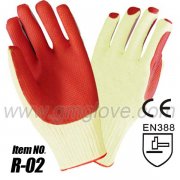 10 gauge cotton red natural latex coated safety gloves