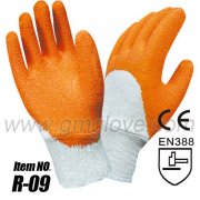 Orange Rubber Coated Work Gloves, Cotton Knitted Wrist