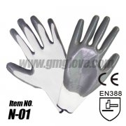 13G Grey Nitrile Coated Nylon Gloves,Palm Coating