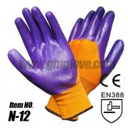 Purple Nitrile Nylon Gloves, Nylon Knit Half Coating