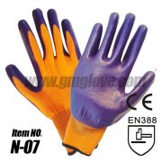 <b>13-Gauge Nitrile Dipped Gloves, Purple Palm Coating</b>