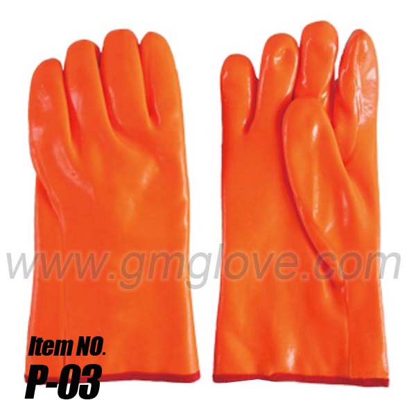 Fluorescent PVC Chemical Resistance Gloves,winter cold Weather 