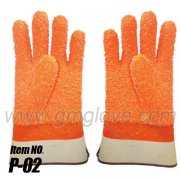 Orange Fluorescent PVC Dipped Gloves,Chemical Protective,Safety Cuff