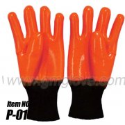 Cold Weather PVC Gloves - Orange Fluorescent PVC Safety Gloves