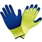 Blue Latex palm coated gloves, Crinkle Pattarn