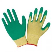 Yellow Nylon Knitted Latex Palm-dipped Gloves, Crinkle