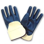 White Cotton Interlock, 3/4 Blue Nitrile Dipped Gloves, Safety Cuff