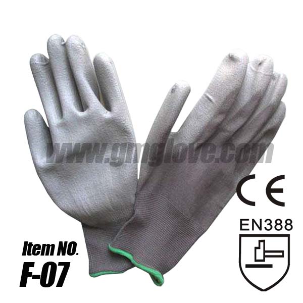 Gray PU Coated Palm Nylon Knit Anti