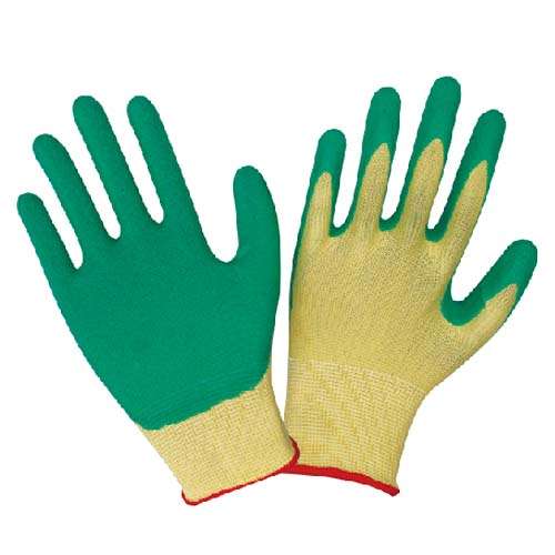 Yellow Nylon Knitted Latex Palm-dipped Gloves