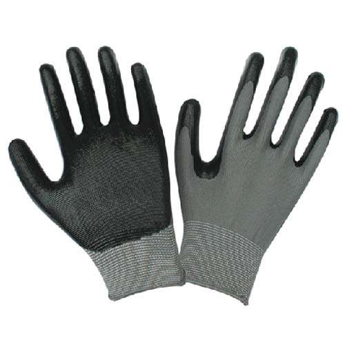 Nitrile Palm Dipped Gray Nylon Knit Work Gloves