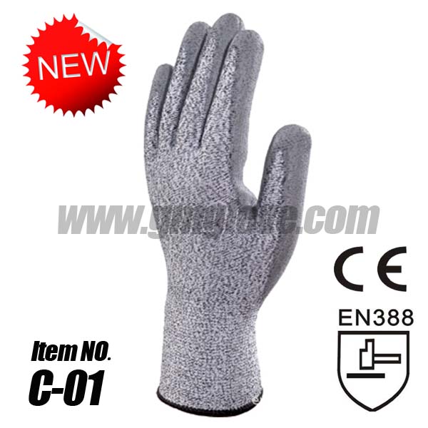 Dyneema Cut Resistant Gloves,PU Coated,Level 3