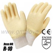Natural Latex Dipped Work Gloves, Fully Coated, Crinkle Grip