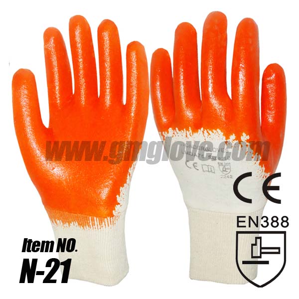 Cotton Cloth Orange Nitrile Gloves
