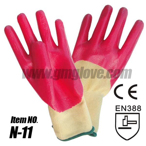 Pink Nitrile Coated Hand Gloves