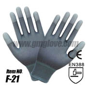 <b>13 Gauge Antistatic Grey Nylon PU Dipped Gloves, Finger Coating</b>
