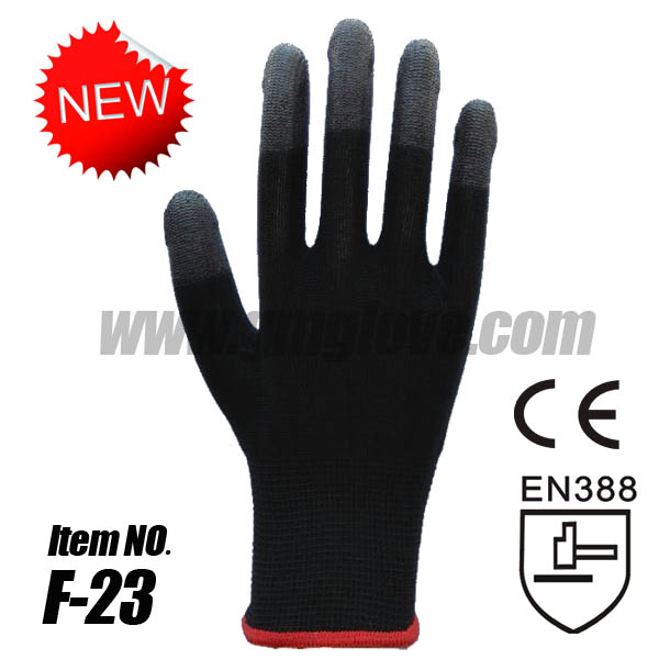Nylon PU Finger Gloves, Black ESD & Exam glove 