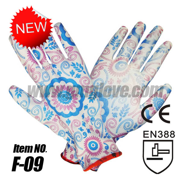 13-gauge color printed pu gloves