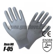 Gray PU Dipped Gloves, Anti-static, Nylon Seamless