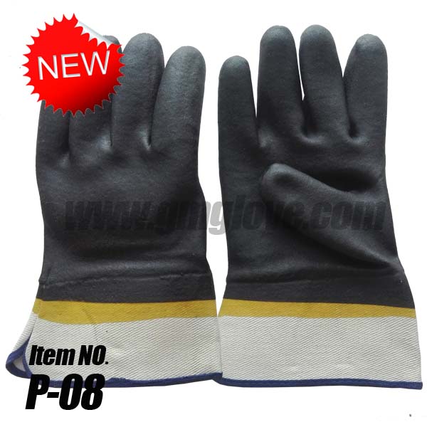 Heavy Duty PVC Coated Glove with Safety Cuff, Sandy finished