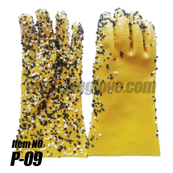 Non-Slip particle Finish Monkey Grip Glove, PVC dipped, long cuff